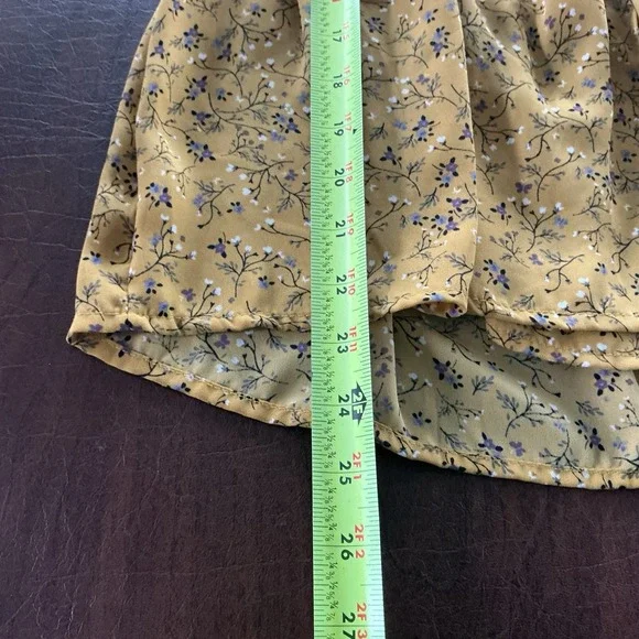 Sienna Sky Floral Peplum Top Elastic Waist Faux Wrap Short Sleeve Boho Small - Picture 6 of 9